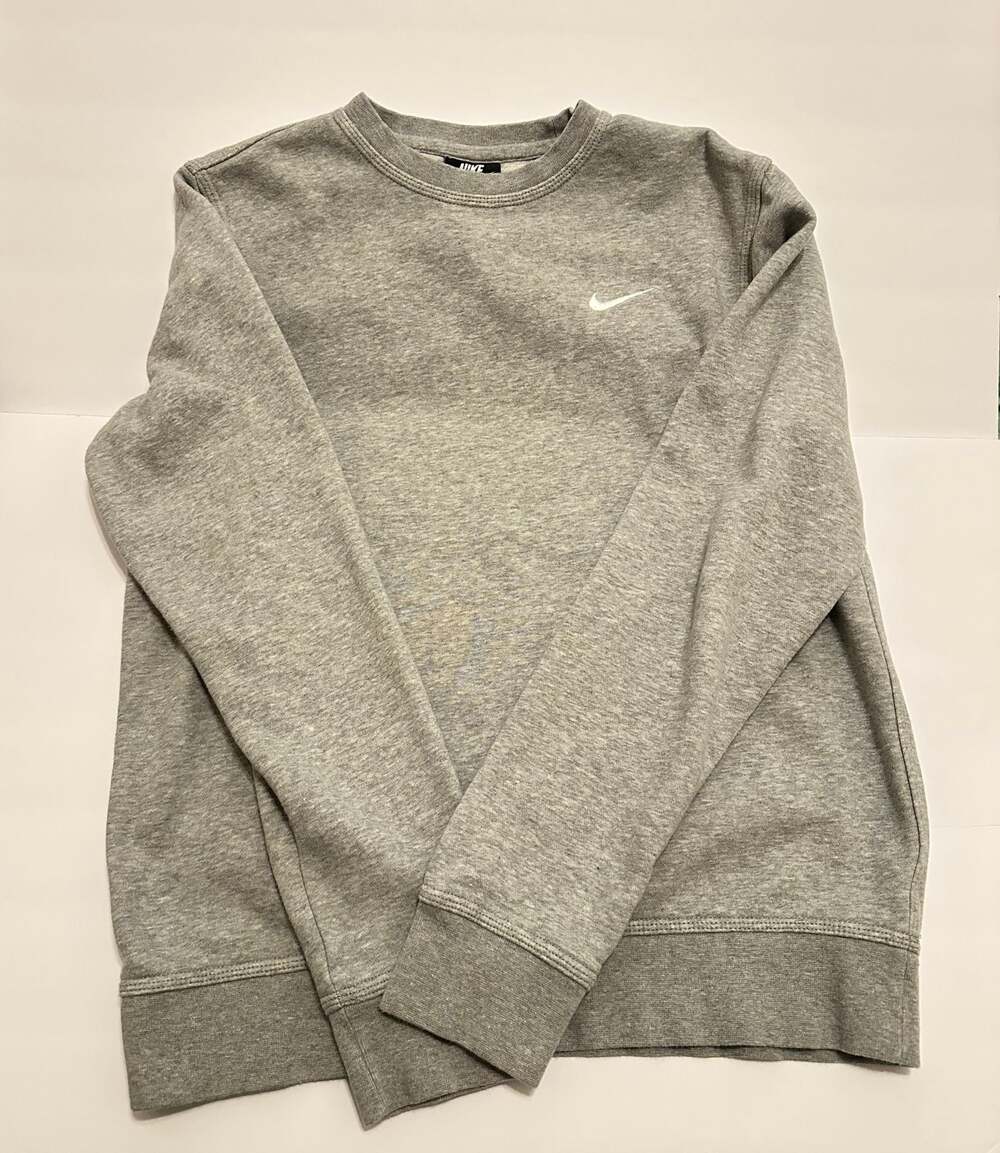 Nike Women's Gray Fleece Crewneck Sweatshirt with Embroidered Swoosh Logo, Size